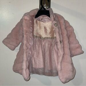 Pink Biscotti Kids Faux Fur Coat and Dress